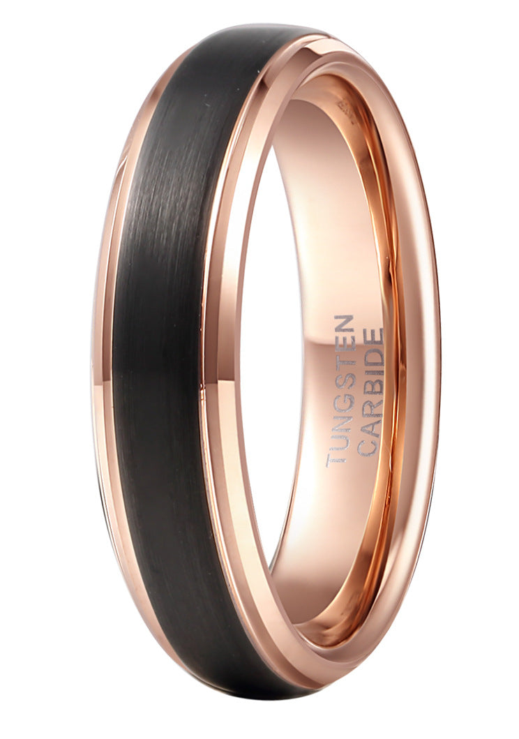 Double Groove Black Electroplated Tungsten Steel Ring