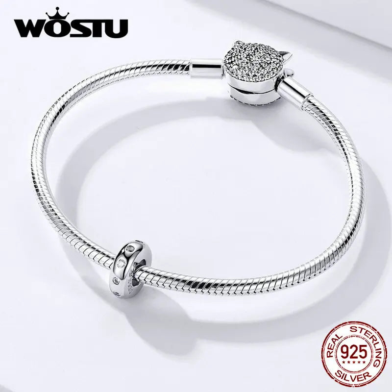 WOSTU Stylish Spacer Stoppers 925 Sterling Silver Charm Beads Fit Original Bracelet DIY Jewelry Beads Accessories FIC1171