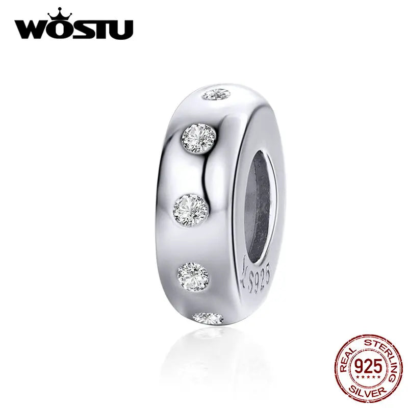 WOSTU Stylish Spacer Stoppers 925 Sterling Silver Charm Beads Fit Original Bracelet DIY Jewelry Beads Accessories FIC1171