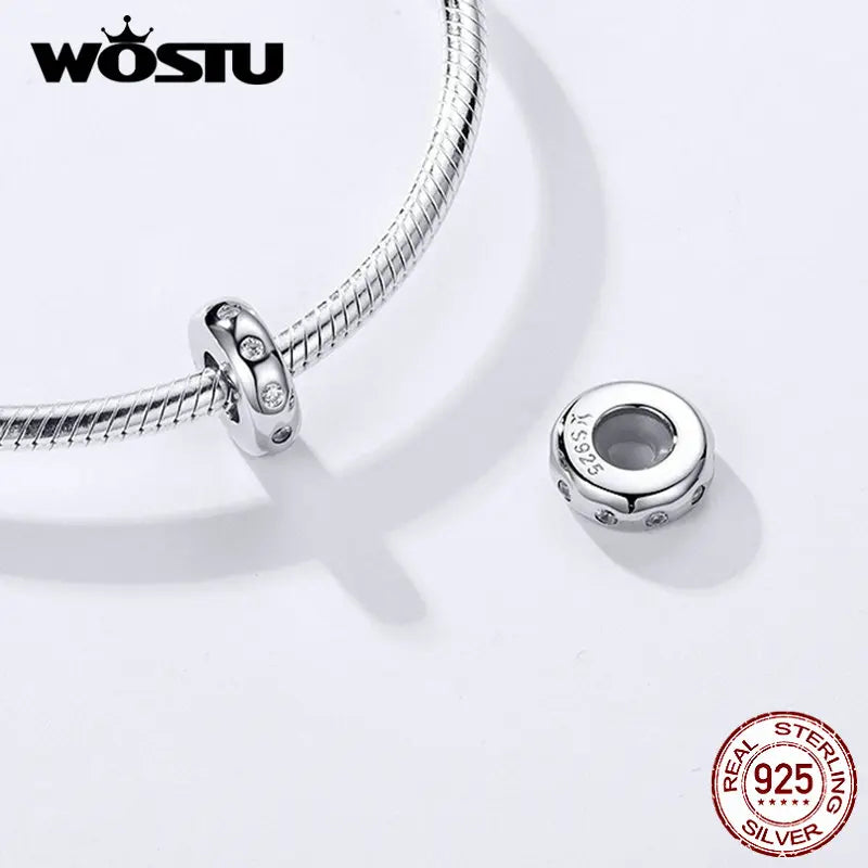 WOSTU Stylish Spacer Stoppers 925 Sterling Silver Charm Beads Fit Original Bracelet DIY Jewelry Beads Accessories FIC1171