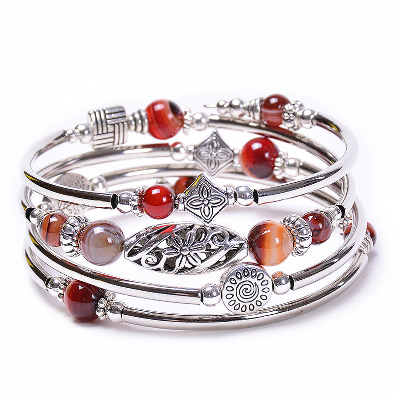 Bohemian Multi-layer Emperor Stone Winding Bracelet Four-layer Natural Stone Beaded Winding Bracelet Women's Jewelry