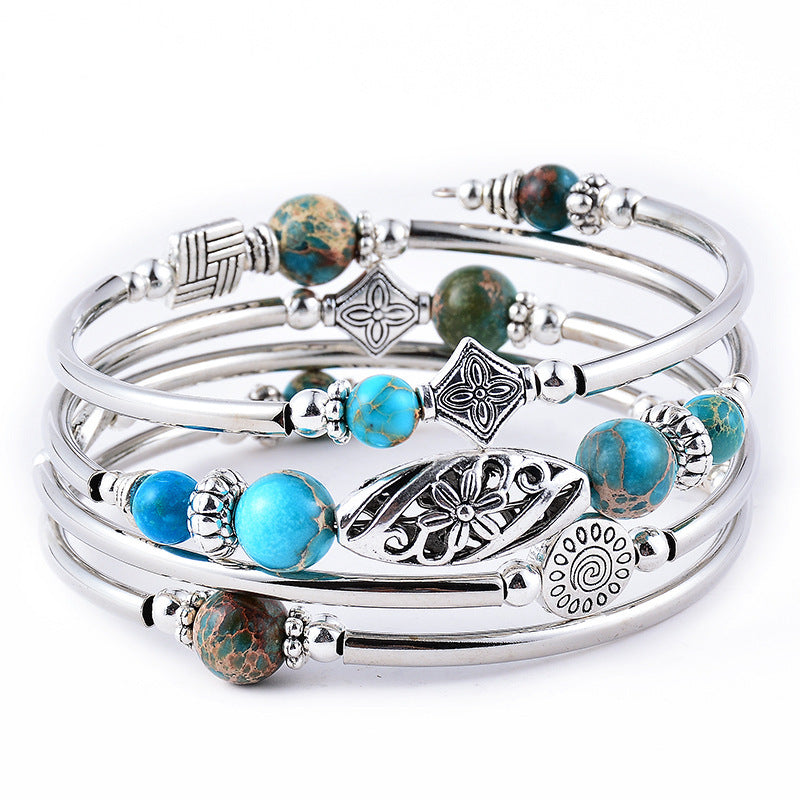 Bohemian Multi-layer Emperor Stone Winding Bracelet Four-layer Natural Stone Beaded Winding Bracelet Women's Jewelry