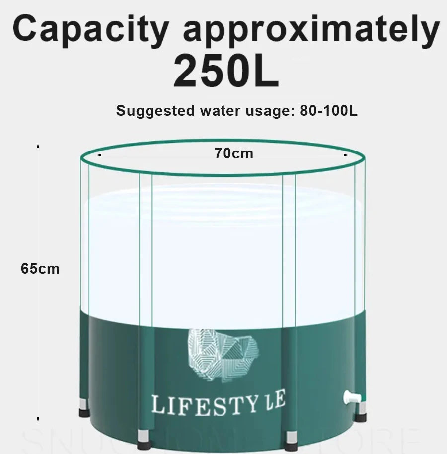 Portable Collapsible Bath Bucket Bathtub Large Capacity Bathroom Ice Bath Winter Shower Bathing Artifact Free Installation