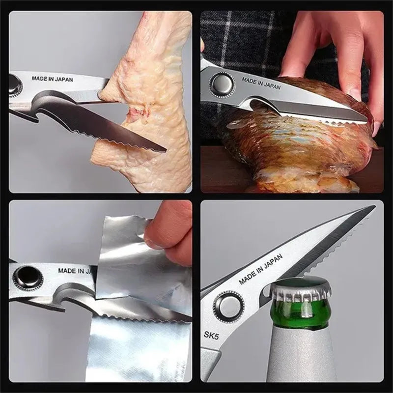 Kitchen Powerful Scissors Chicken Bone Scissors Stainless Steel Multi-Function Bottle Opener Scissors Fish Scale Scissors SK5