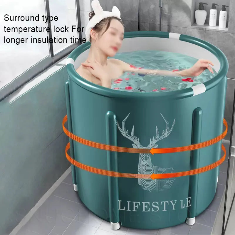 Portable Collapsible Bath Bucket Bathtub Large Capacity Bathroom Ice Bath Winter Shower Bathing Artifact Free Installation