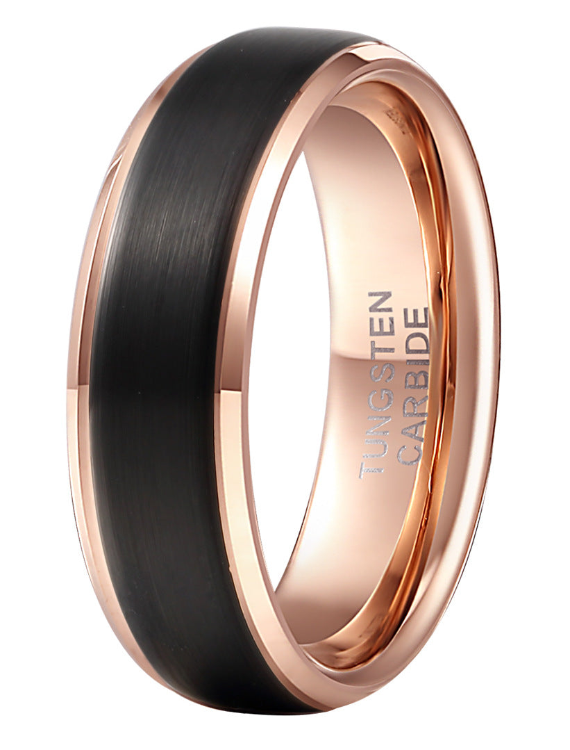 Double Groove Black Electroplated Tungsten Steel Ring