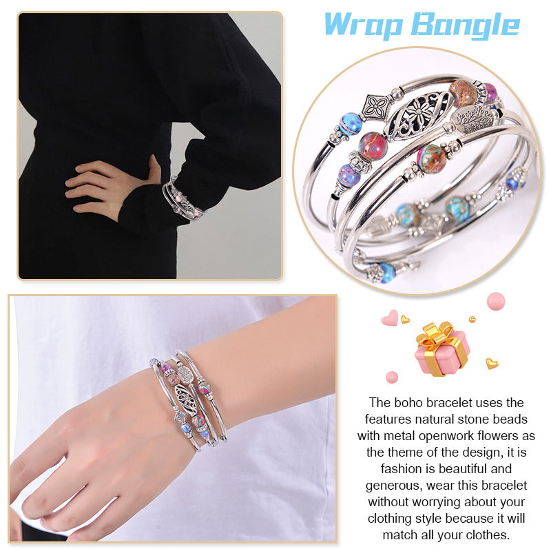 Bohemian Multi-layer Emperor Stone Winding Bracelet Four-layer Natural Stone Beaded Winding Bracelet Women's Jewelry