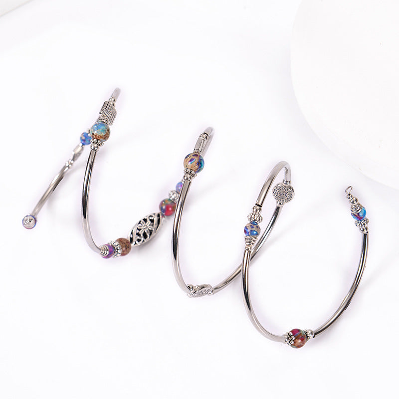 Bohemian Multi-layer Emperor Stone Winding Bracelet Four-layer Natural Stone Beaded Winding Bracelet Women's Jewelry